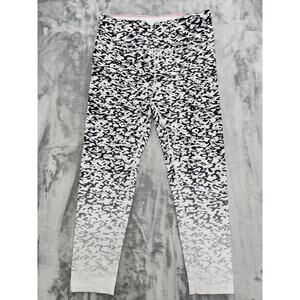 Calvin Klein Ombré Lynx-Print High-Rise Cropped Leggings Size L White Black Gray